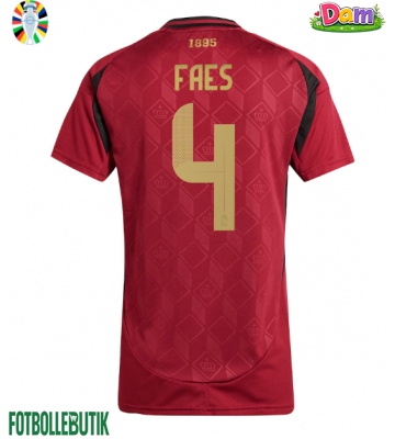 Belgien Wout Faes #4 Hemmatröja Kvinnor EM 2024 Kortärmad